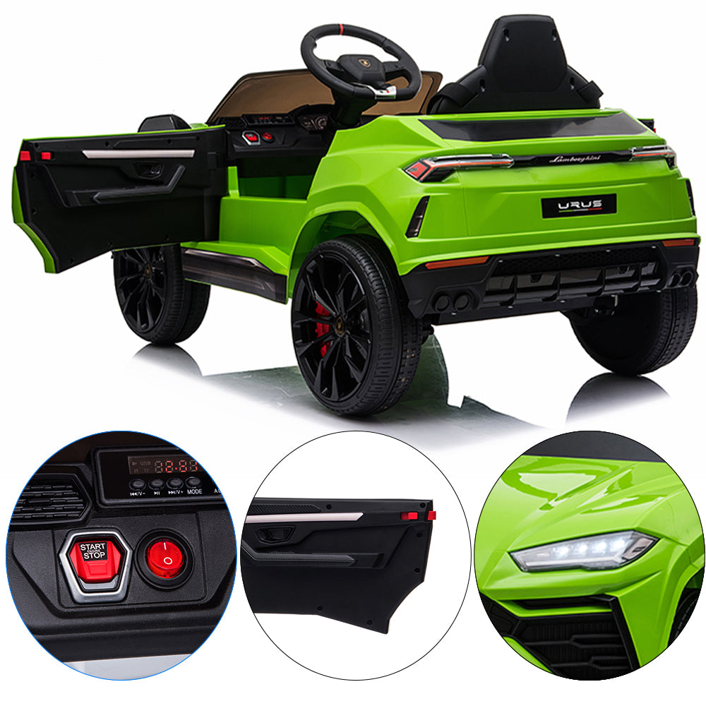 Electric Kids Ride on Toys, 12V Kids Lamborghini Ride On Car for Boys Girls, Battery Powered Power 4 Wheels Kids Electric Cars w/ Remote Control, 3 Speeds, LED Lights/MP3, Christmas Gift, Green, R4008