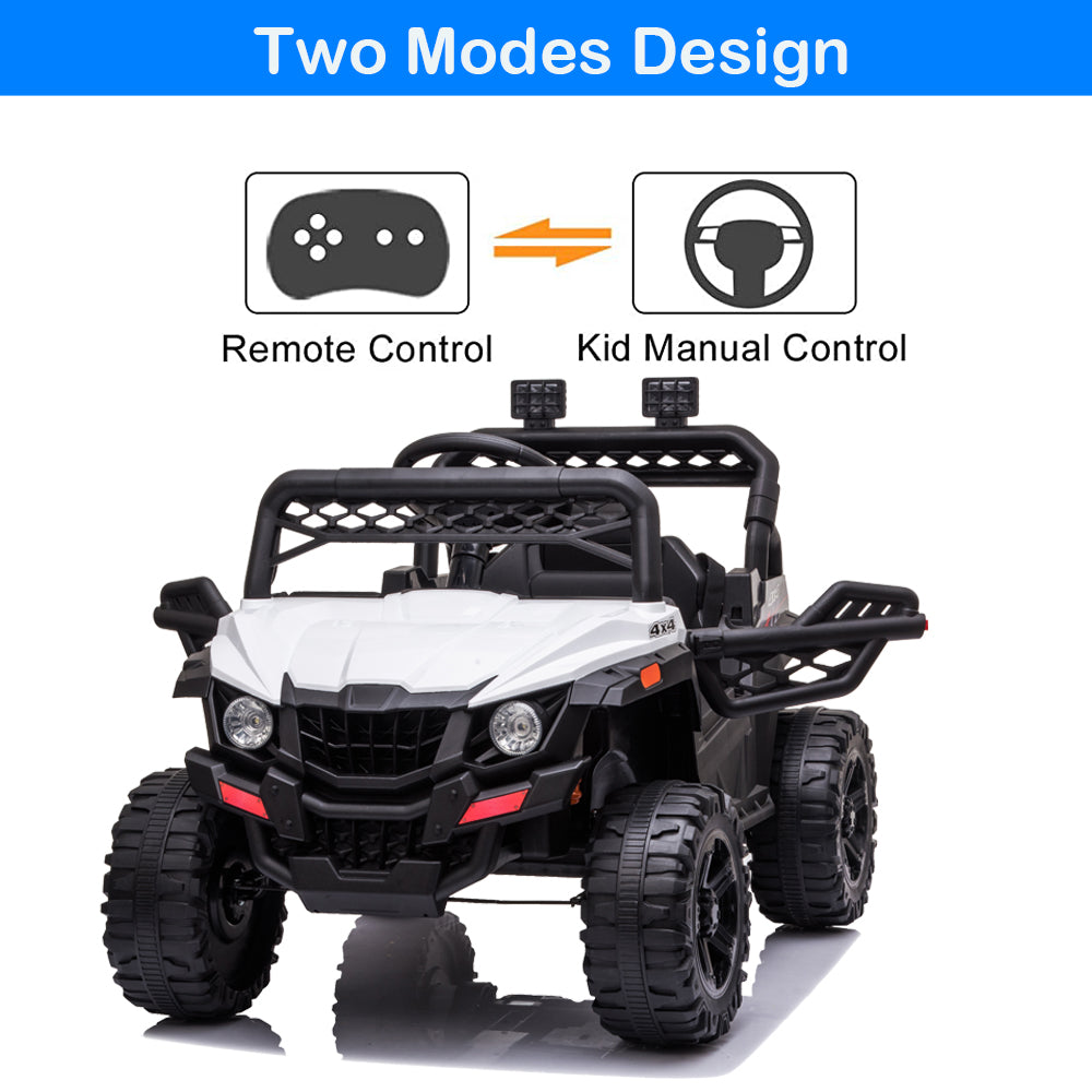 12V Ride On Car for Kids, iYofe Electric Vehicle Cars for Boys Girls, Ride On Truck with Remote Control, Battery Powered 4 Wheels Realistic Off-Road UTV Car, Ride On Toy for Birthday Gift, White, R5341