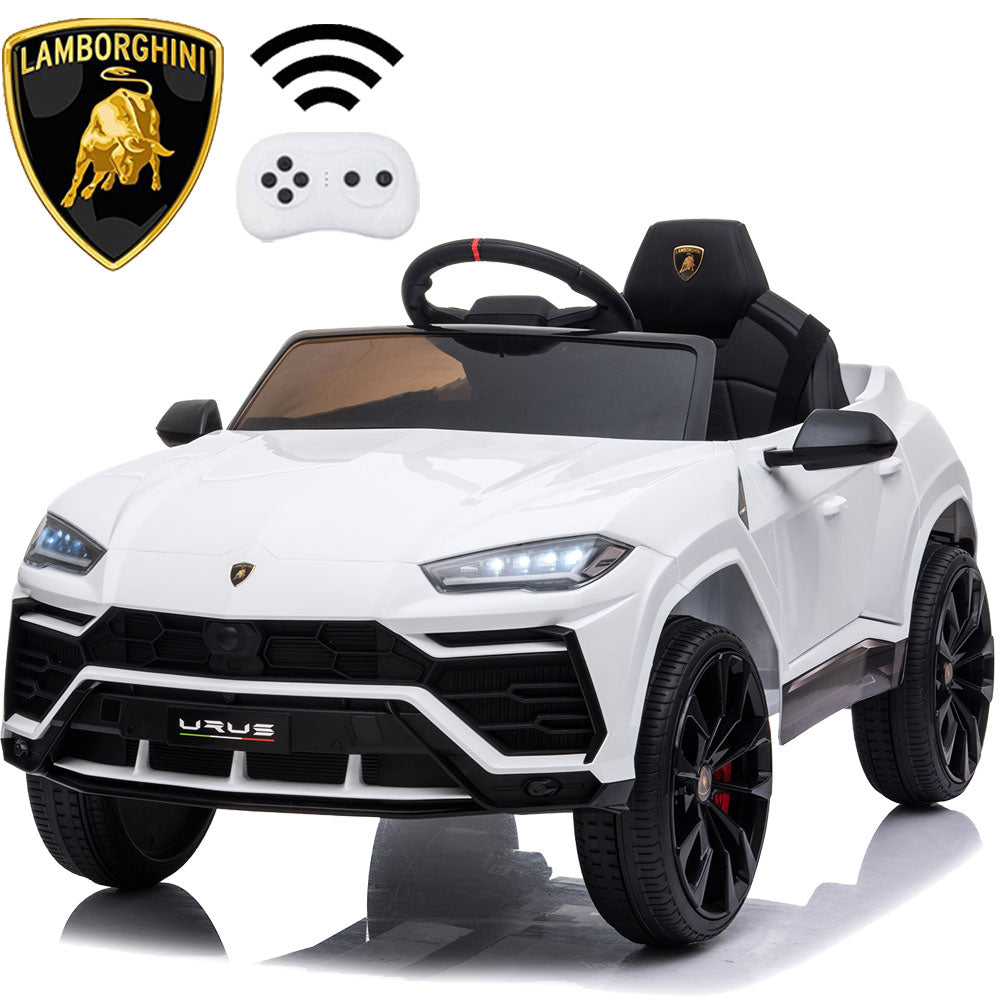 12V Kids Ride On Toy for Boys Girls, iYofe Licensed Lamborghini Kids Ride On Car, Battery Powered Electric Ride on Vehicles for Kids, Kids Electric Car with 3 Speed, LED Light, MP3, White, R833