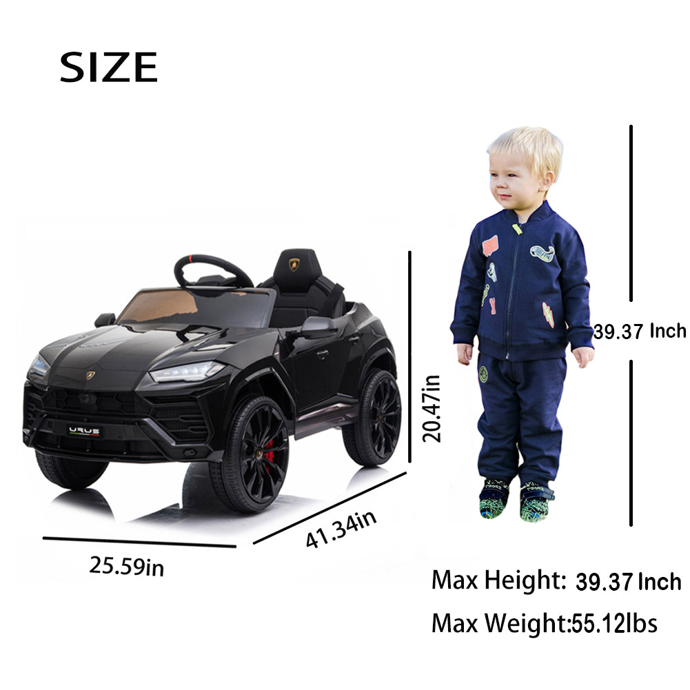 12V Kids Ride On Toy for Boys Girls, iiYofe Licensed Lamborghini Kids Ride On Car, Battery Powered Electric Ride on Vehicles for Kids, Kids Electric Car with 3 Speed, LED Light, MP3, Black, R830