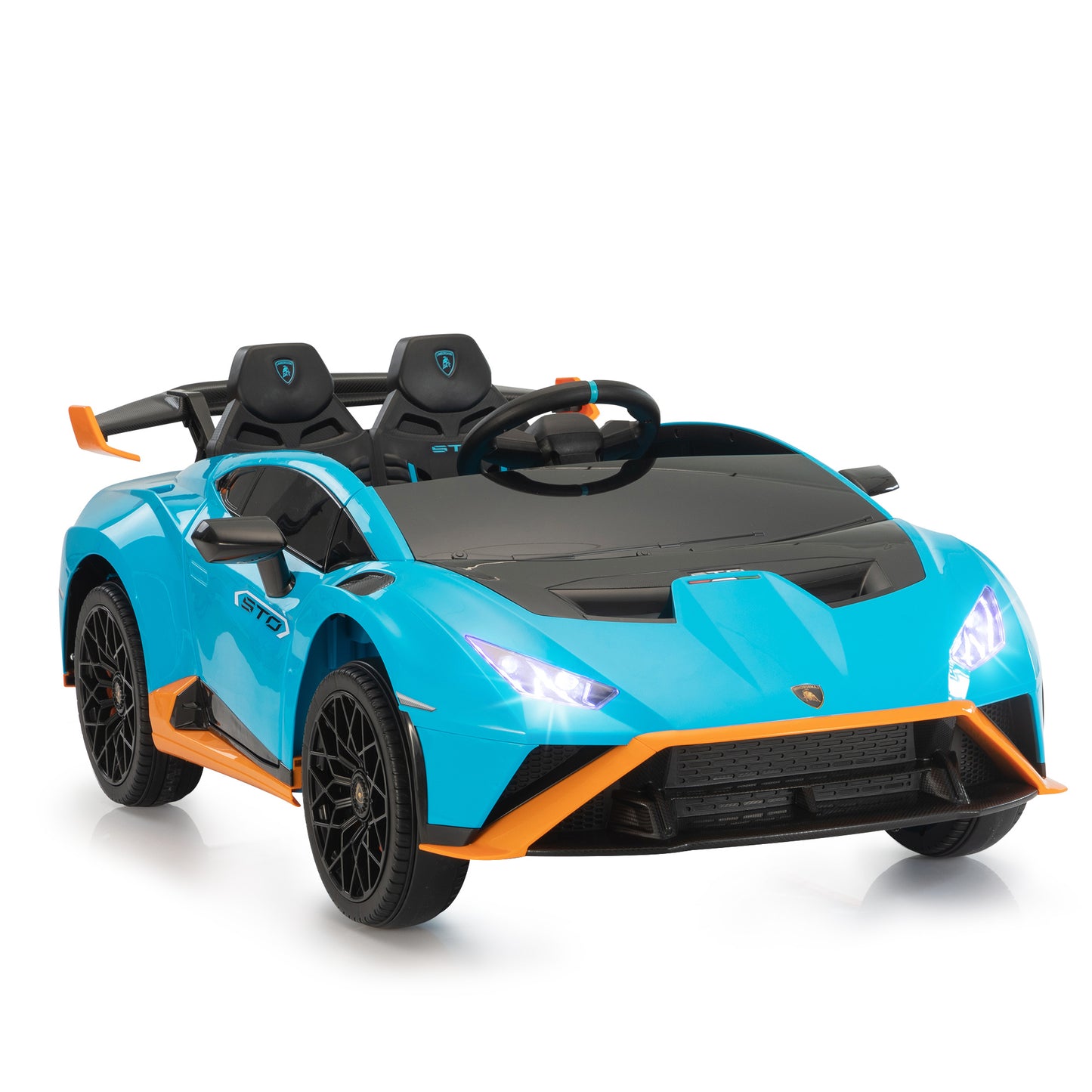 Licensed Lamborghini Sto Ride on Cars, 24V Powered Ride on Toy with Remote Control, Music Player, LED Light, Safety Belt, 4 Wheels Suspension, Electric Vehicles for 3-5 Years Boys Girls, Green