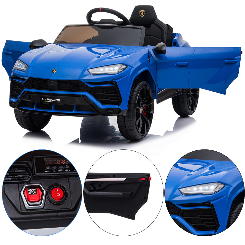 Electric Kids Ride on Toys, 12V Kids Lamborghini Ride On Car for Boys Girls, Battery Powered Power 4 Wheels Kids Electric Cars w/ Remote Control, 3 Speeds, LED Lights/MP3, Christmas Gift, Blue, R5237