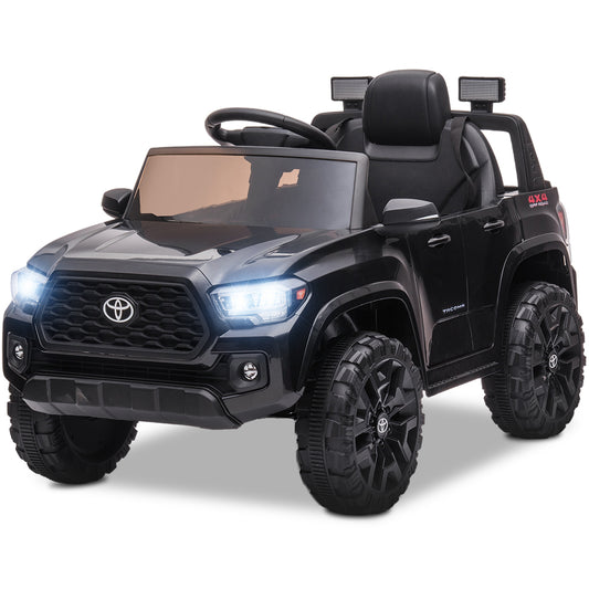 Licensed Toyota Tacoma 12V Battery Powered Ride on Cars with Remote Control, Kids Electric Ride on Vehicles for Boys Girls, Ride on Truck Toys with USB, AUX, MP3, FM Function, LED Headlight, Black