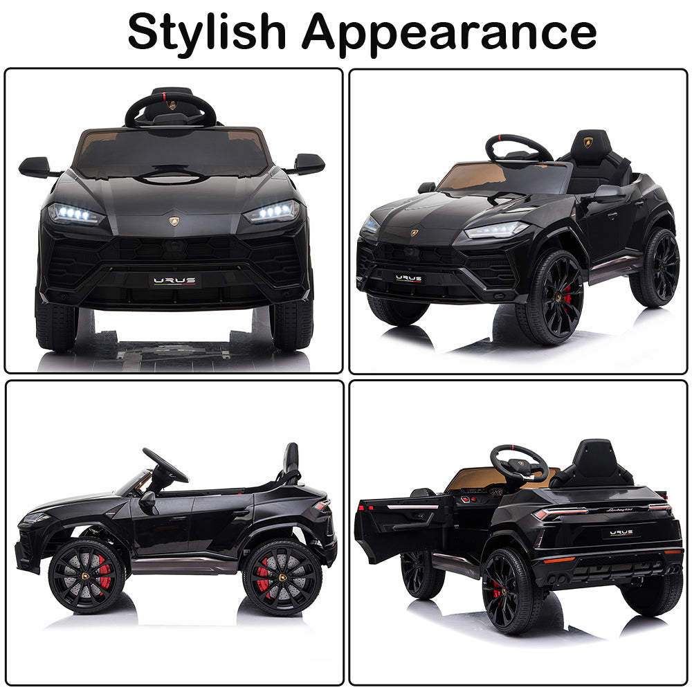 12V Kids Ride On Toy for Boys Girls, iiYofe Licensed Lamborghini Kids Ride On Car, Battery Powered Electric Ride on Vehicles for Kids, Kids Electric Car with 3 Speed, LED Light, MP3, Black, R830