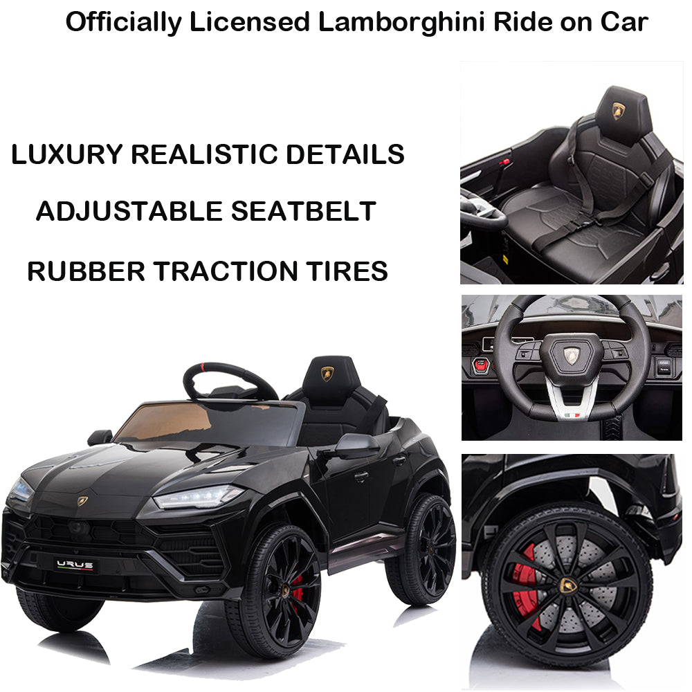 12V Kids Ride On Toy for Boys Girls, iiYofe Licensed Lamborghini Kids Ride On Car, Battery Powered Electric Ride on Vehicles for Kids, Kids Electric Car with 3 Speed, LED Light, MP3, Black, R830