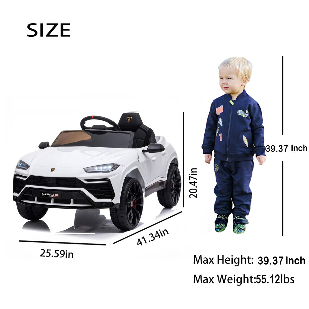 12V Kids Ride On Toy for Boys Girls, iYofe Licensed Lamborghini Kids Ride On Car, Battery Powered Electric Ride on Vehicles for Kids, Kids Electric Car with 3 Speed, LED Light, MP3, White, R833